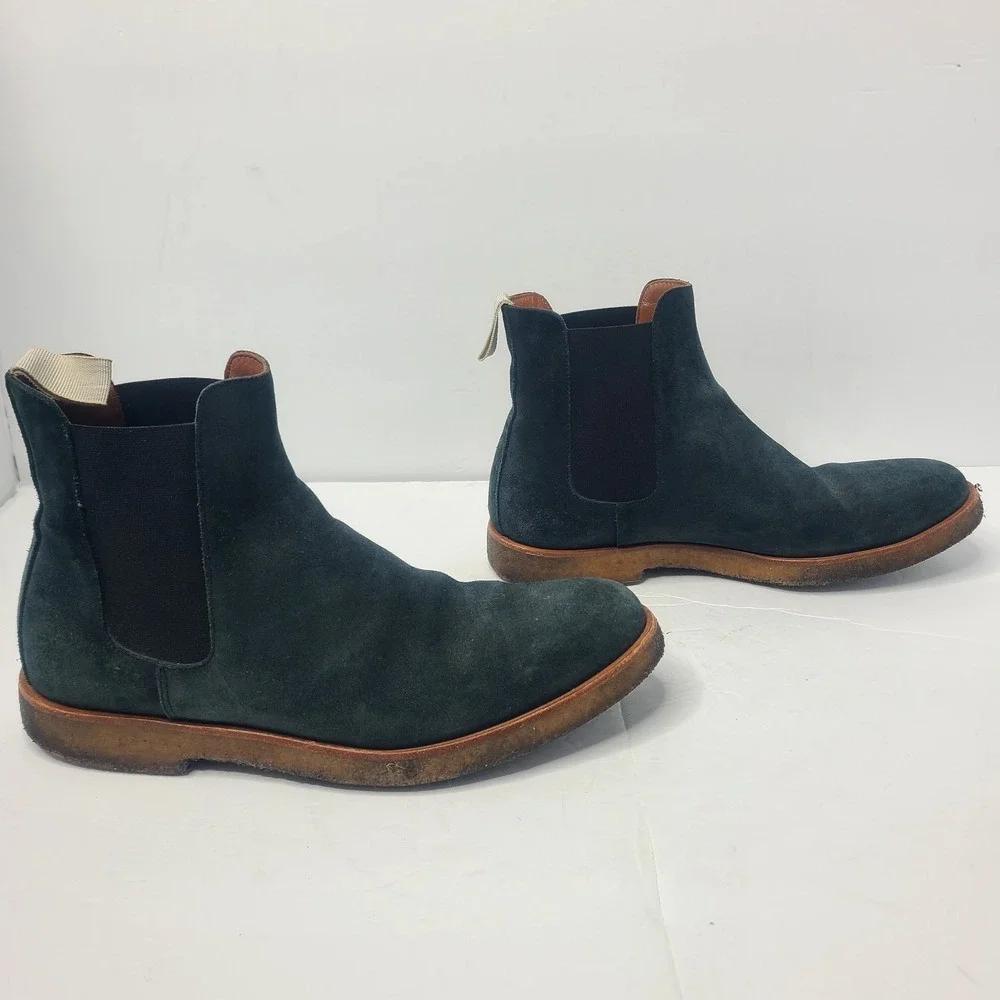 Common Projects Blue Green Suede Chelsea Boots Crepe Sole 40 7 Minimalist Luxe